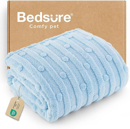 Bedsure Dog Blanket for Small Dogs Washable - Fluffy Fuzzy Puppy Cat Blanket with Premium 300GSM Coral Fleece Soft for Pet Kitten Doggy, Blue, 25x35IN
