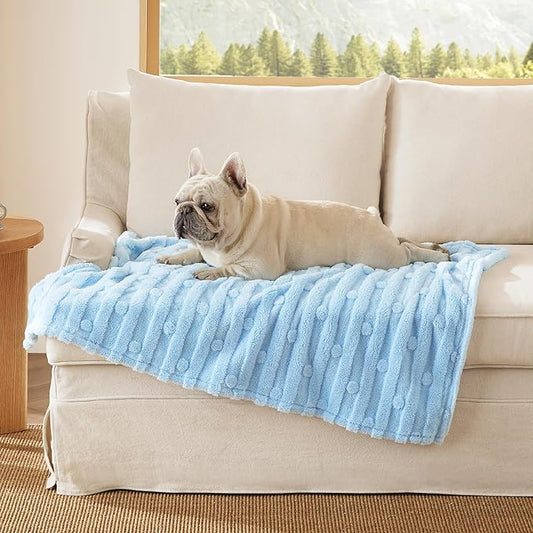 Bedsure Dog Blanket for Medium Dogs Washable - Fluffy Fuzzy Puppy Cat Blanket with Premium 300GSM Coral Fleece Soft for Pet Kitten Doggy, Blue, 30x40IN