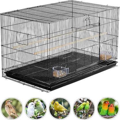 Yaheetech 30‘’ Flight Bird Cage Stackable Design for Small and Medium Birds with Slide Out Tray and Bottom Grate Budgies Cockatiels Lovebirds Canaries Parakeet Cage