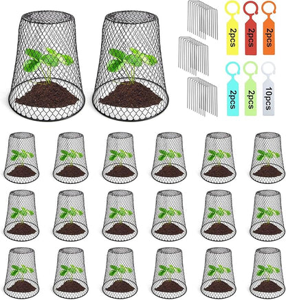 20 Pcs 6.8"×7.4" (Multiple Sizes/Quantities Available) Seedling Plant Protectors from Animals, Chicken Wire Plant Cage Garden Cloche to Protect Plants Vegetables from Rabbits Squirrels Chicken ﻿