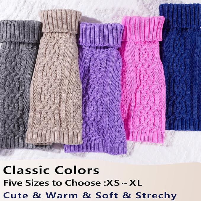 Dog Sweaters for Small Dogs Cute Knitted Chihuahua Clothes Warm Dog Clothes Winter Turtleneck Puppy Sweater XS Doggy Pullover Coat Sleeveless Cat Sweater(Navy Blue, X-Small)
