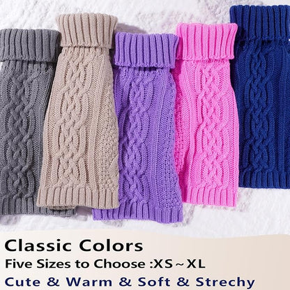 Dog Sweaters for Small Dogs Turtleneck Pullover Puppy Sweater Sleeveless Cable Knit Sweater for Chihuahua Soft and Warm Acrylic Cat Dog Clothes for Cool Weather (Beige, Small)