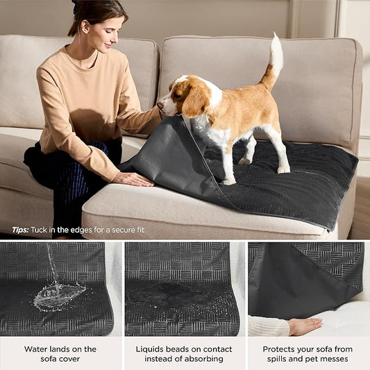 Bedsure Waterproof Couch Cover for Dogs Washable - Waterproof Blanket for Large Dogs Couch Sofa Cozy, Lightweight Furniture Protector for Pet Cat Quick Drying Puppy, Charcoal, 40x50IN