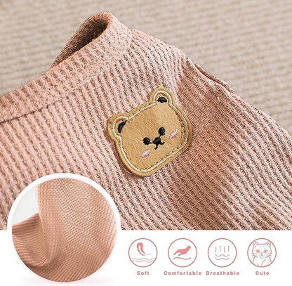 Waffle Knit Cat & Dog T Shirt for Small Dogs, Stretchable Puppy Shirt for Sphynx Cats & Small Breeds, Pet Clothes | Breathable Summer/Winter Apparel for Newborn(Pink Medium)