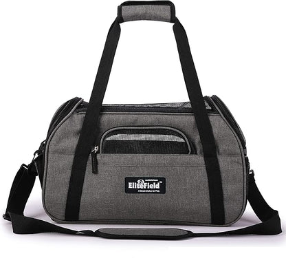 EliteField Soft Pet Carrier (3 Year Warranty, Airline Approved) Soft Sided Dog Puppy Cat Carrier Travel Bag (X-Large: 21" L x 12" W x 13" H, Charcoal Gray)