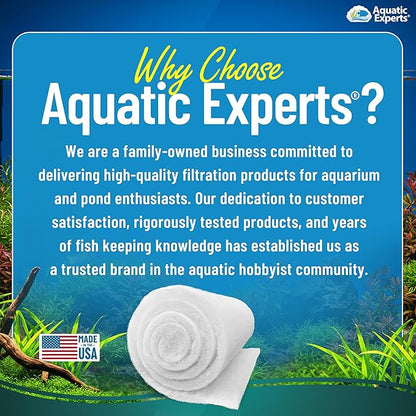 Aquatic Experts Aquarium Filter Floss for Fish Tank Filters - FilterFirst Aquarium Filter Pad - Media Roll for Crystal Clear Water, 3/4" - 1" Thick (12 Inch Wide, 12 Inch Long - 5 Pack)