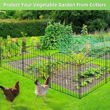 Decorative Garden Fence 24in (H) x20ft (L), 10 Pack No Dig Fence Animal Barrier for Dog with Lock, Arched Flower Bed Edging, Wire Border Panel Fencing for Yard Patio Outdoor Decor