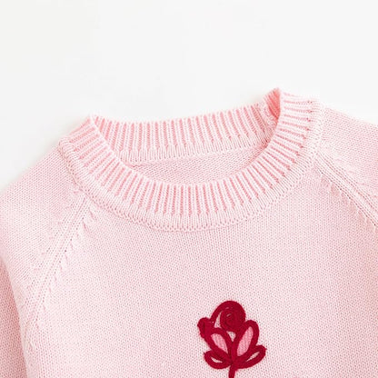 Simplee kids Baby Girl Knit Sweater with Bear in The Pocket Toddler Pullover Sweater Cute Fall Winter Clothes