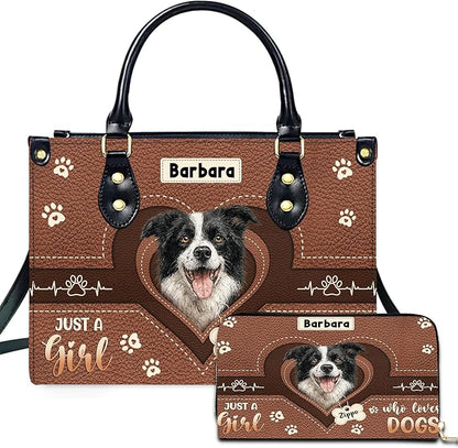 Personalized Pet Mom Leather Handbag – Custom Name Dog Cat Photo Purse, Pet Lover Gifts for Women, Christmas