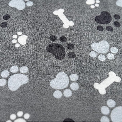 Dog Blanket Paw Bone Pattern 1 Pack 2 Super Soft Warm Flannel Sofa Cover Car Bed Protector, Urine Proof Washable Outdoor Pet Blanket for Puppy Large Dogs & Cats,60"*50" Grey