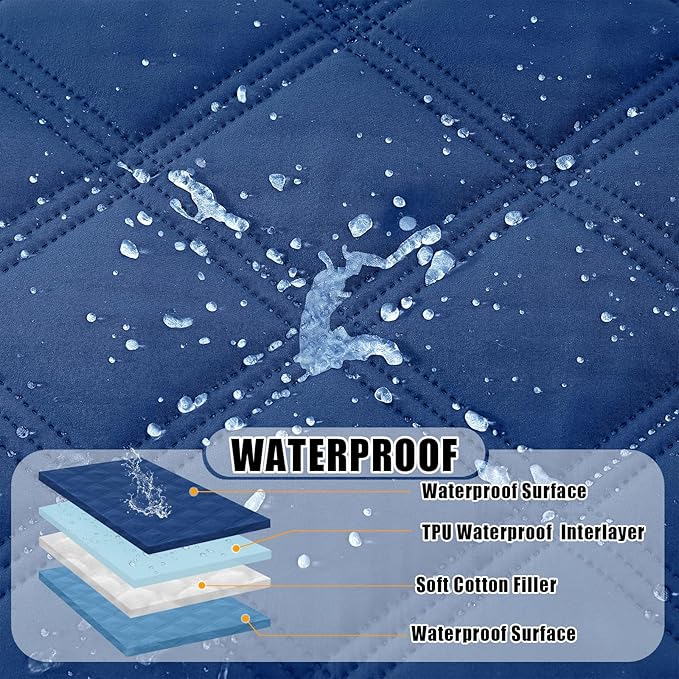 Smiry Waterproof Dog Bed Cover Blanket 40x50, Soft Reversible Pet Blanket, Washable Leakproof Cats Dogs Couch Cover for Sofa, Couch, Furniture, Navy/Blue
