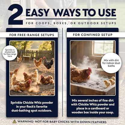 5.5lb Chickie-Whiz Chicken Dust Bath - Made in USA - All Natural Volcanic Ash Dust Bath for Chickens - Healthier Eggs & Feathers - Chicken Coop Accessories for Farms by Billy Buckskin Co.