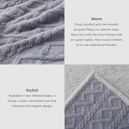 Bedsure Waterproof Dog Blankets for Large Dogs - Pet Blanket for Couch Protector Washable, Premium Jacquard Coral Fleece Cat Throw Blanket, Soft Plush Reversible Furniture Protection, 50"x60", Grey