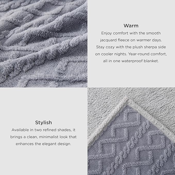 Bedsure Waterproof Dog Blankets for Medium Dogs - Pet Blanket for Couch Protector Washable, Premium Jacquard Coral Fleece Cat Throw Blanket, Soft Plush Reversible Furniture Protection, 30"x40", Cream