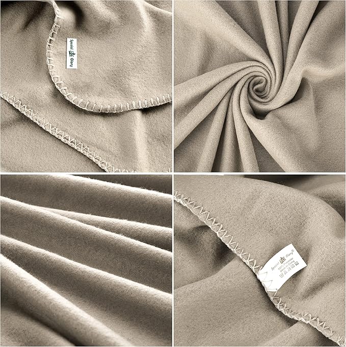Fleece Throw Blanket Bulk Fleece Blankets Solid Lightweight Warm Soft Cozy Pet-Friendly for Home Bed Sofa Couch Dorm Office Wedding Gifts Travel Airplane for Seasons (Beige, Pack of 6-50x60 Inches)