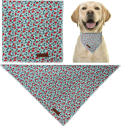 Summer Bandana - Cute Pet Bandana with Crabs Pattern, Adjustable Blue Puppy Bib, Washable Triangle Dog Scarf for Boy, Girl Dogs or Cats