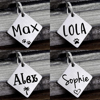 Ultra Joys Dog ID Tag, Custom Dog Tag Personalized Cat Tag, Pet ID Tag, Brushed Stainless Steel Diamond Dog Tag Silver Small