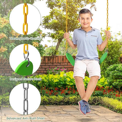 Sunnyglade 8PCS Swings Seats Heavy Duty with 66" Chain, Playground Swing Set Accessories Replacement with Snap Hooks, Support 250lb (8, Grass Green)