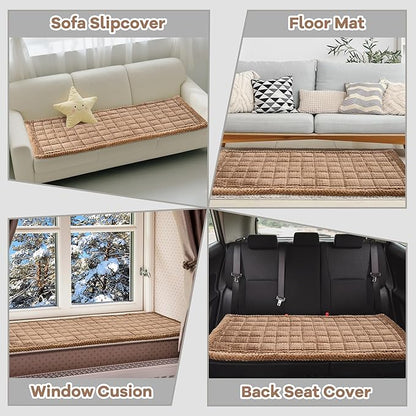 Washable Dog Couch Cover Protector, Non Slip Dog Bed Mat Machine Washable Large Blanket for Dogs, Pet Couches Covers for Sofa (Coffee, 24.8 * 53.9 '')
