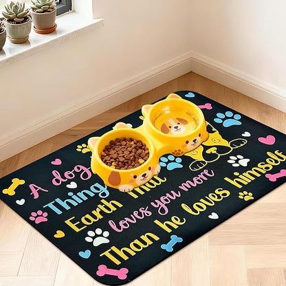 Pet Feeding Mat for Floors Waterproof Dog Mat for Food and Water Absorbent Quick Dry Non Slip mat for Cat Bowls