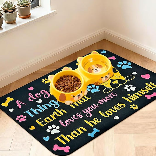 Pet Feeding Mat for Floors Waterproof Dog Mat for Food and Water Absorbent Quick Dry Non Slip mat for Cat Bowls