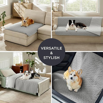 Bedsure 100% Waterproof Couch Cover for Dogs Washable - Non Slip Waterproof Dog Blanket for Couch Sofa, Lightweight Furniture Protector Durable for Pet Cat Puppy with Non-Slip Bottom, Grey, 40x50IN