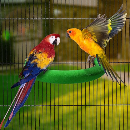 U Shape Parrot Perch Stand Toy Bird Platform Sand Paw Grinding Clean Stick Exercise Conure Budgie Cockatiel Cage Accessories (Green)