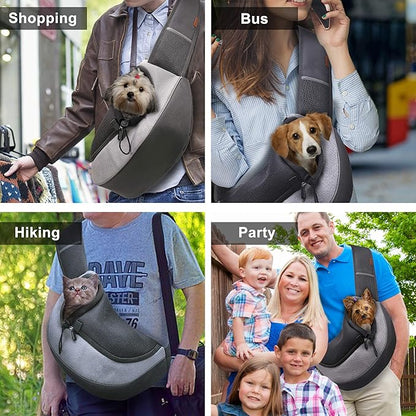 FDJASGY Pet Sling Carrier for Small Dogs Cats,Breathable Mesh Travelling Hand Free Puppy Backpack with Pouch and Adjustable Strap Carrier