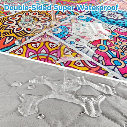 Waterproof Dog Blanket, Bohemian Dog Bed Cover Pet Blanket, Reversible Sofa Couch Cover for Dogs Washable, Protect Furniture Bed Couch Sofa for Puppy Cat (Colorful Medallion, 30×70 Inch)