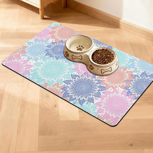 Pet Feeding Mat for Floors Waterproof Dog Mat for Food and Water Absorbent Quick Dry Non Slip mat for Cat Bowls