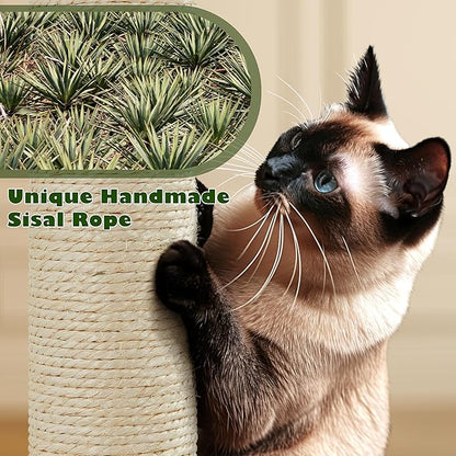 Topeakmart 62.2 inches Cat Tree with Double Condos, Cat Tower with Scratching Posts & Hammock & Foam-Padded Perches, Kitty Activity Tree Center Kitten Play House, Green