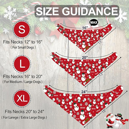 Christmas Dog Bandanas with Snap Button - 2 Pack Reversible Santa Claus Dog Scarf for Boy & Girl, Dog, Christmas Tree Holiday Bandana for Medium and Large Dogs (Large)