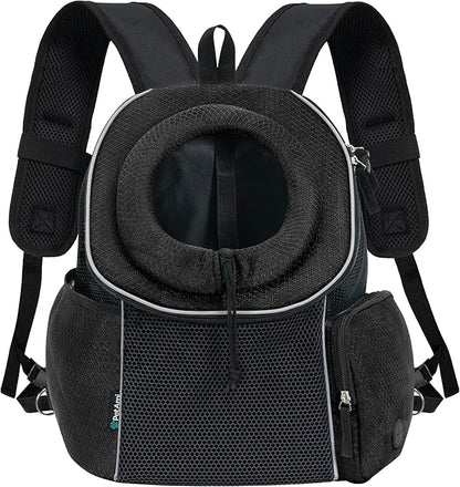 PetAmi Dog Front Carrier Backpack, Ventilated Adjustable Dog Pet Cat Chest Carrier Backpack, Dog Carrier for Hiking Camping Travel, Small Dog Puppy Medium Cat Carrying Bag, Max 10 lbs, Black