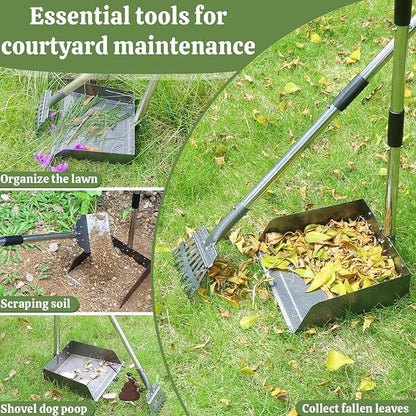 T2Y Pooper Scooper, 48'' Long Handle Dog Pooper Scooper, Adjustable Stainless Steel Rake & Spade & Extra Large Tray, Durable Poop Scoopers for Yard, Lawn, Snowfield, Suitable for Multi-Dog Family