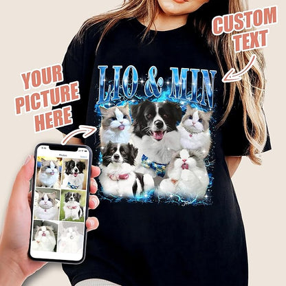 Mit & Mia Custom Your Own Bootleg Rap Shirts for Boyfriend Girlfriend Face Shirt with Photo Gift for Him Her Pet Lovers