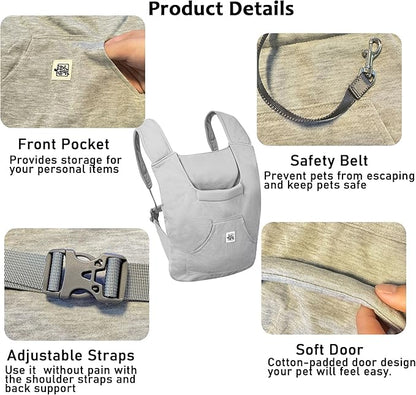 FLAdorepet Pet Carrier Backpack for Extra Small Dog Cat and Rabbit,Yorkie Teacup Chihuahua Front Dog Puppy Carrier Backpack for Traveling Hiking Camping,Hands Free Pet Sling, Anxiety Relief Grey
