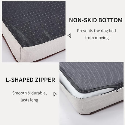 Orthopedic Memory Foam Dog Bed, Cooling Dog Beds for Extra Large Dogs -Waterproof Pet Bed for Crate with Removable Washable Cover, XXL(47inch,110Lbs)