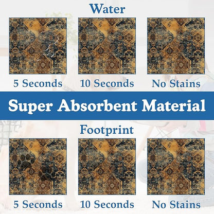 Grunge Boho Pet Feeding Mat for Floors–Christmas Stocking Absorbent Quick Dry Dog Cat Bowl Mat for Food and Water, Non Slip Waterproof Base, Mess-Free Feeding Accessories 12"x20"
