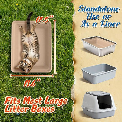12-Pack Disposable Litter Boxes for Cats: 8/12/16 Portable Leak-Proof & Odor Control Tray for Kitty Foster Cats Indoor Travel 17.5''x13.6'' Litterbox Liner