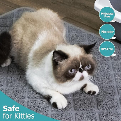 Cat Litter Mat Litter Trapping Mat, 47" x 35" Premium Durable PVC Grid Mesh with Scatter Control, Non-slip, Less Waste Cat Litter Box Mat, Soft on Kitty’s Paws, Urine Waterproof