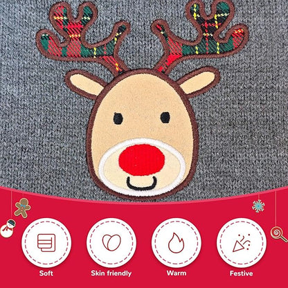 Dog Christmas Sweater Xmas Pet Clothes Cute Gray Reindeer Holiday Puppy Cat Costume New Year Gifts for Small Medium Large Dogs Jumpers (M, Gray Reindeer)