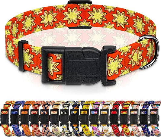 Dog Collar, Classical Indian Spirit Boys Girls Puppy Collar for Small Medium Large Dogs, Adjustable Soft Indian Pet Collar with Safety Buckle for Male Females(Yellow,M)