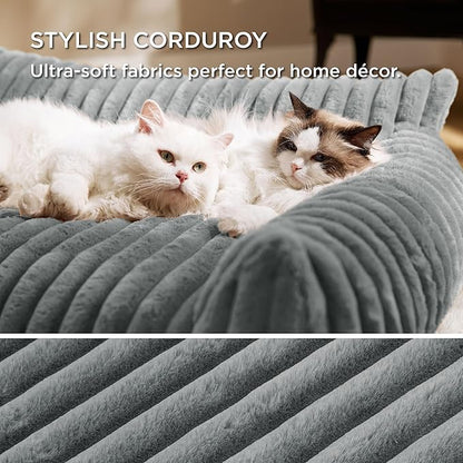 Bedsure ComfyFleece™ Cute Dog Couch for Medium Dogs - As Seen on TV on Good Day New York, Dog Couch Bed with Removable, Washable Cover, Supportive Pet Sofa, for Medium Large Dogs, 36inch, Warm Grey