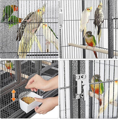 Yaheetech Stackable Bird Cage Divided Breeder Breeding Parakeet Bird Cage for Canaries Cockatiels Lovebirds Finches Budgies Small Parrots, Black