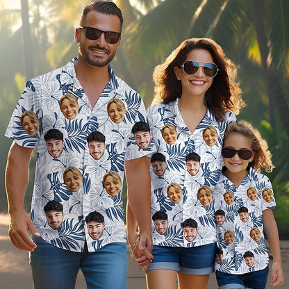 Custom Hawaiian Shirt with Face Photo Picture for Men Women Kids Youth Adult, Tropical Personalized Hawaiian Shirts Gift