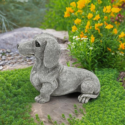 Dachshund Statue 6.7'' x 4.7'' Garden Decor for Dog Lovers Spring Summer Home Lawn Patio Backyard Outdoor Decoration Gift Indoor Resin Sculpture Figurine Memorial Ornament Wear-Resistant Waterproof