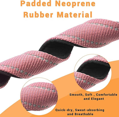 2 Pack Reflective Dog Collar with Safety Locking Buckle, Adjustable Soft Breathable Comfortable Nylon Pet Collar for Small, Medium and Large Dogs, Pink, XL
