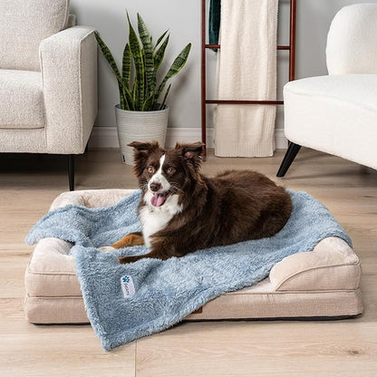 PetAmi Dog Blanket for Small Dogs Blue, Fluffy Soft Puppy Blanket, Sherpa Fleece Cat Blanket for Kitten Doggie, Calming Pet Blanket Throw for Couch Sofa Bed Washable, Small 24x32