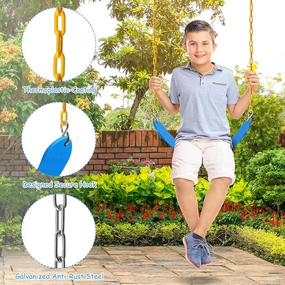 Sunnyglade 2PCS Swings Seats Heavy Duty with 66" Chain, Playground Swing Set Accessories Replacement with Snap Hooks, Support 250lb (2, Blue)