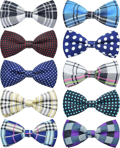 PET SHOW 10 Pack Pet Big Dogs Collar Embellishment Attachment Bow Ties for Medium Large Dogs Collar Charms Accessories Slides Bowties for Birthday Wedding Parties Assorted A Style Assorted B Styles